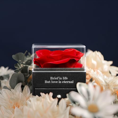 HEGUD Preserved Real Rose for Mom with I Love You Necklace in 100 Language Girlfriend, Eternal Real Rose Flower Gifts for Women Mom Wife on Mothers Day Birthday Anniversaries - Image 4
