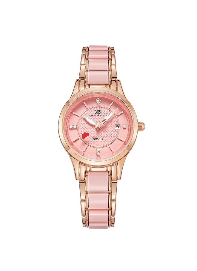 KENNETH SCOTT Women's Ceramic + Metal Analog Watch K23517-RCPP - 30 mm  - Image 1