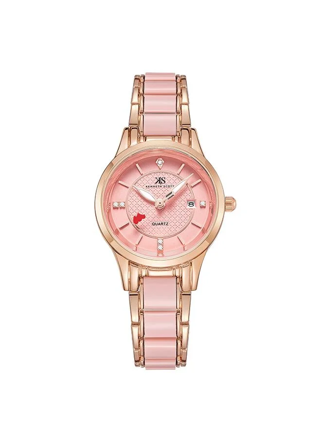 KENNETH SCOTT Women's Ceramic + Metal Analog Watch K23517-RCPP - 30 mm
