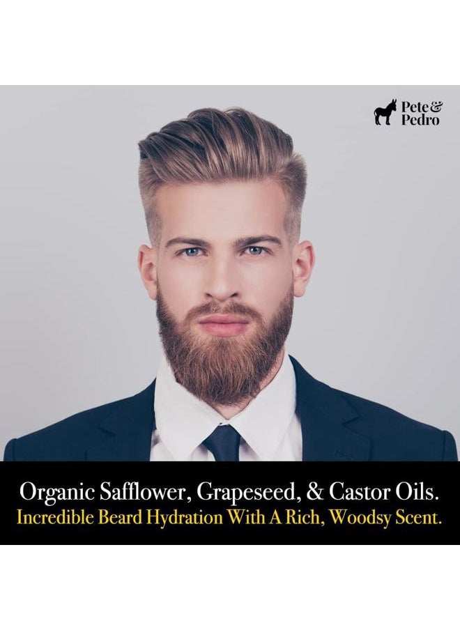 Pete & Pedro - BEARD OIL - 100% Natural & Organic Ingredients, Manly Woodsy Scent | Hydrates & Softens Beard & Skin, Reduces Itchiness, Adds Shine, Helps With Beardruff | As Seen on Shark Tank, 2 oz. - Image 1