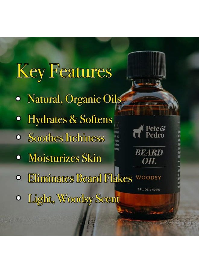 Pete & Pedro - BEARD OIL - 100% Natural & Organic Ingredients, Manly Woodsy Scent | Hydrates & Softens Beard & Skin, Reduces Itchiness, Adds Shine, Helps With Beardruff | As Seen on Shark Tank, 2 oz. - Image 1