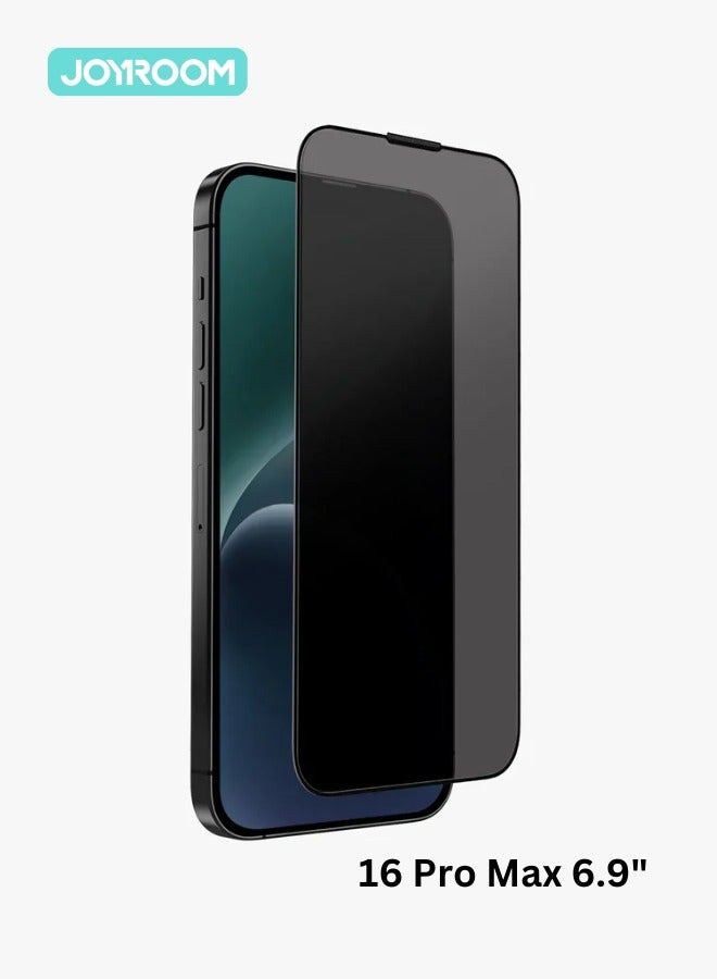 جوي روم حماية شاشة الخصوصية لجهاز iPhone 16 Pro Max مقاس 6.7 بوصة تدعم Face ID سهلة التركيب حماية ضد التجسس والخصوصية مضادة للبصمات وخالية من الفقاعات، زجاج مقسى متوافق مع الجرابات - Image 1