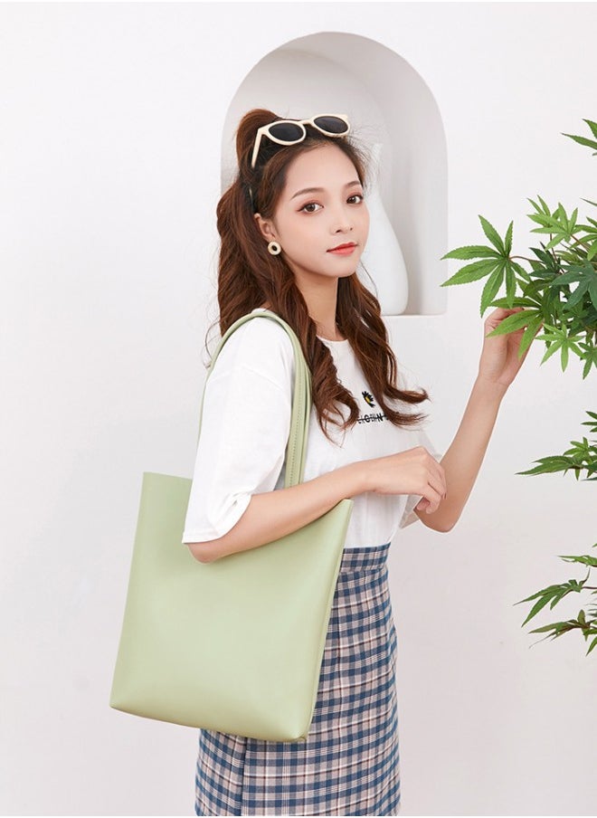 WAOKN - Women's Korean Shoulder Bag, Ladies Trendy Large Capacity Handbag Tote Bags Clutch Bag, PU Leather Lock Carry Bag Shopping Bag for College Students and Teenagers - Image 1