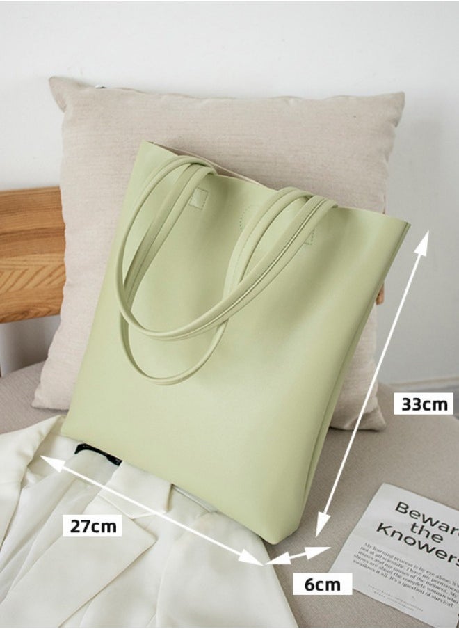 WAOKN - Women's Korean Shoulder Bag, Ladies Trendy Large Capacity Handbag Tote Bags Clutch Bag, PU Leather Lock Carry Bag Shopping Bag for College Students and Teenagers - Image 1