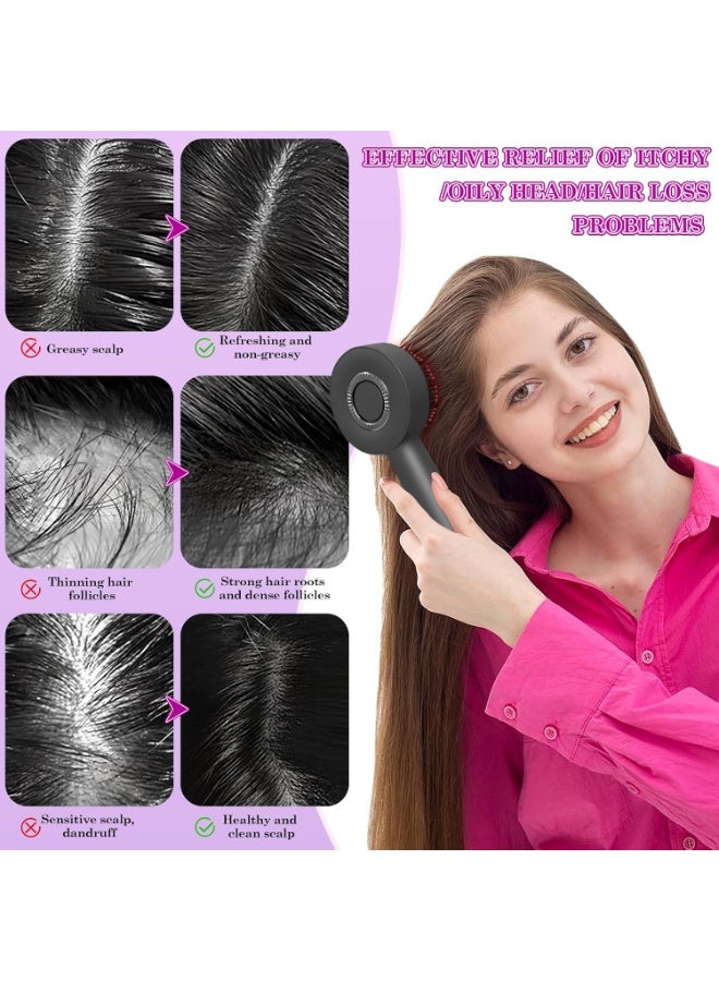 فرشاة تدليك فروة الرأس، فرشاة تدليك كهربائية لفروة الرأس، جهاز تدليك كهربائي لفروة الرأس 2 في 1، أداة وضع زيت الشعر مع ضوء أحمر، العناية بفروة الرأس - Image 3