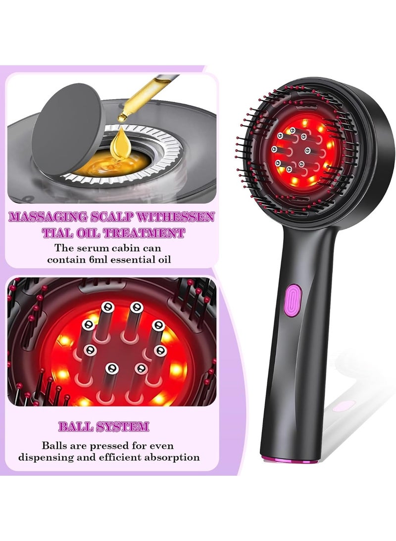 فرشاة تدليك فروة الرأس، فرشاة تدليك كهربائية لفروة الرأس، جهاز تدليك كهربائي لفروة الرأس 2 في 1، أداة وضع زيت الشعر مع ضوء أحمر، العناية بفروة الرأس - Image 4