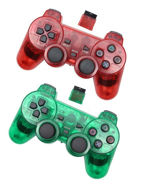 2pcs PS2 Wireless Controller, Double Vibration Gamepad Remote for Sony PS2 Playstation 2