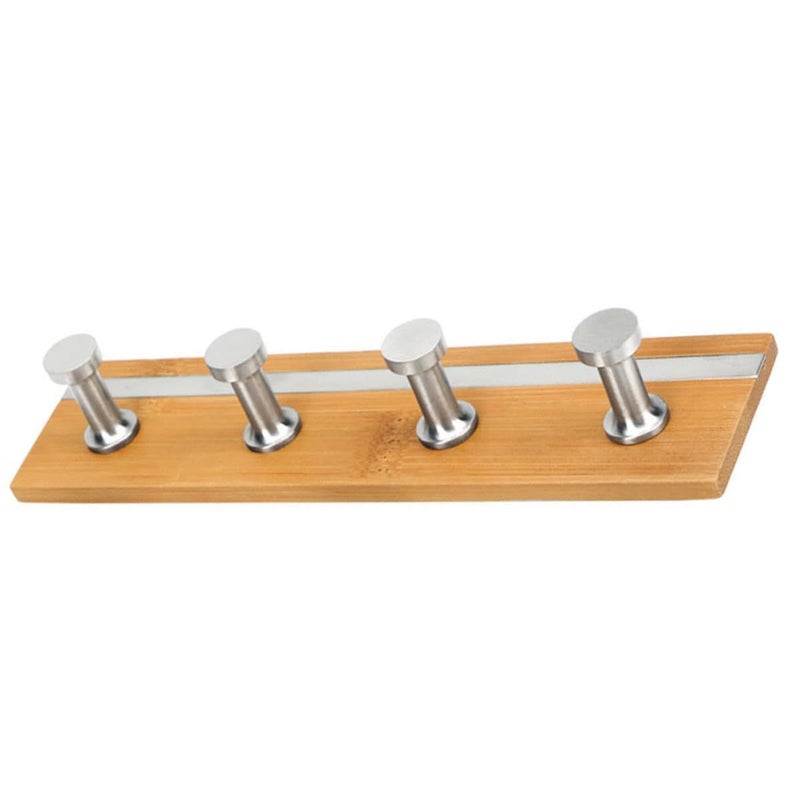 Stainless Steel 4 Hook Adhesive Rail Rack No Drill Bathroom Towel Organizer - Image 2