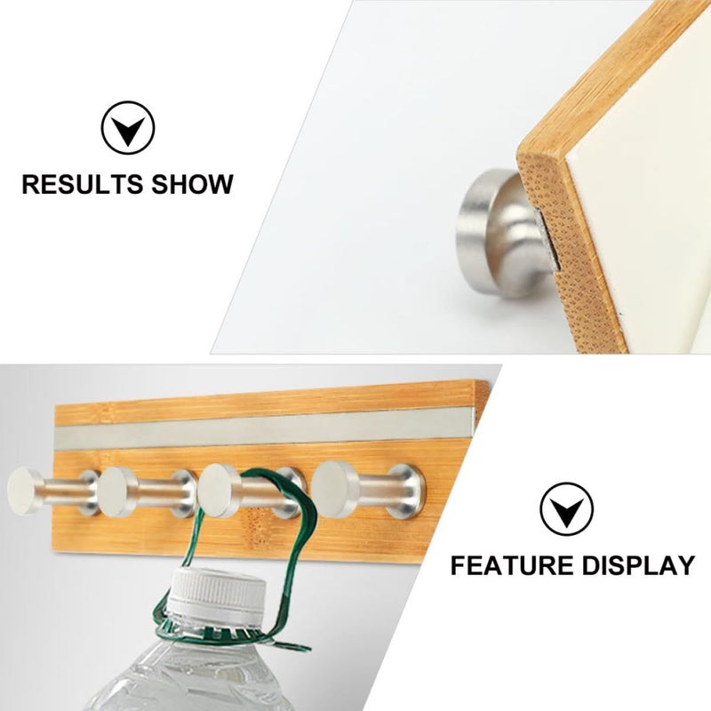 Stainless Steel 4 Hook Adhesive Rail Rack No Drill Bathroom Towel Organizer - Image 4