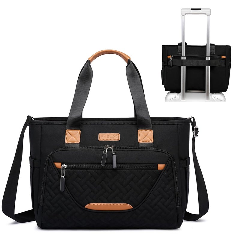 FHELAD Diaper Bag Tote for Women Baby Bag with 156 Inch Laptop Compartment Travel Diaper Bag with Insulated Pocket for Toddler Newborn Black