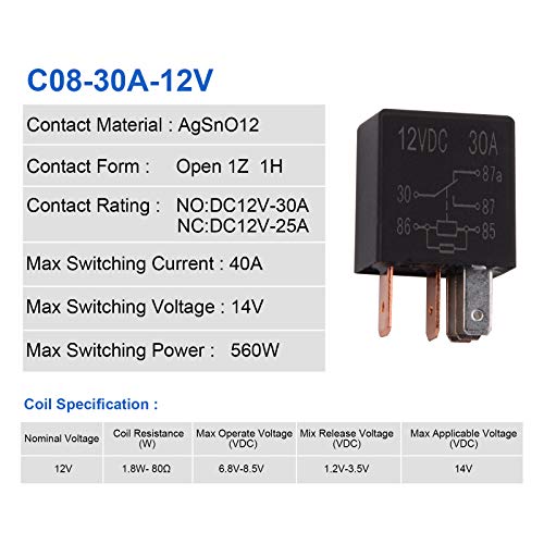 EHDIS 5 دبابيس ريلاي 12 فولت 30 أمبير SPDT ريلاي متعدد الأغراض مجموعة ريلاي ثقيلة الوزن معيارية عبوة من 2 طراز JD1914-12V-30A - Image 3