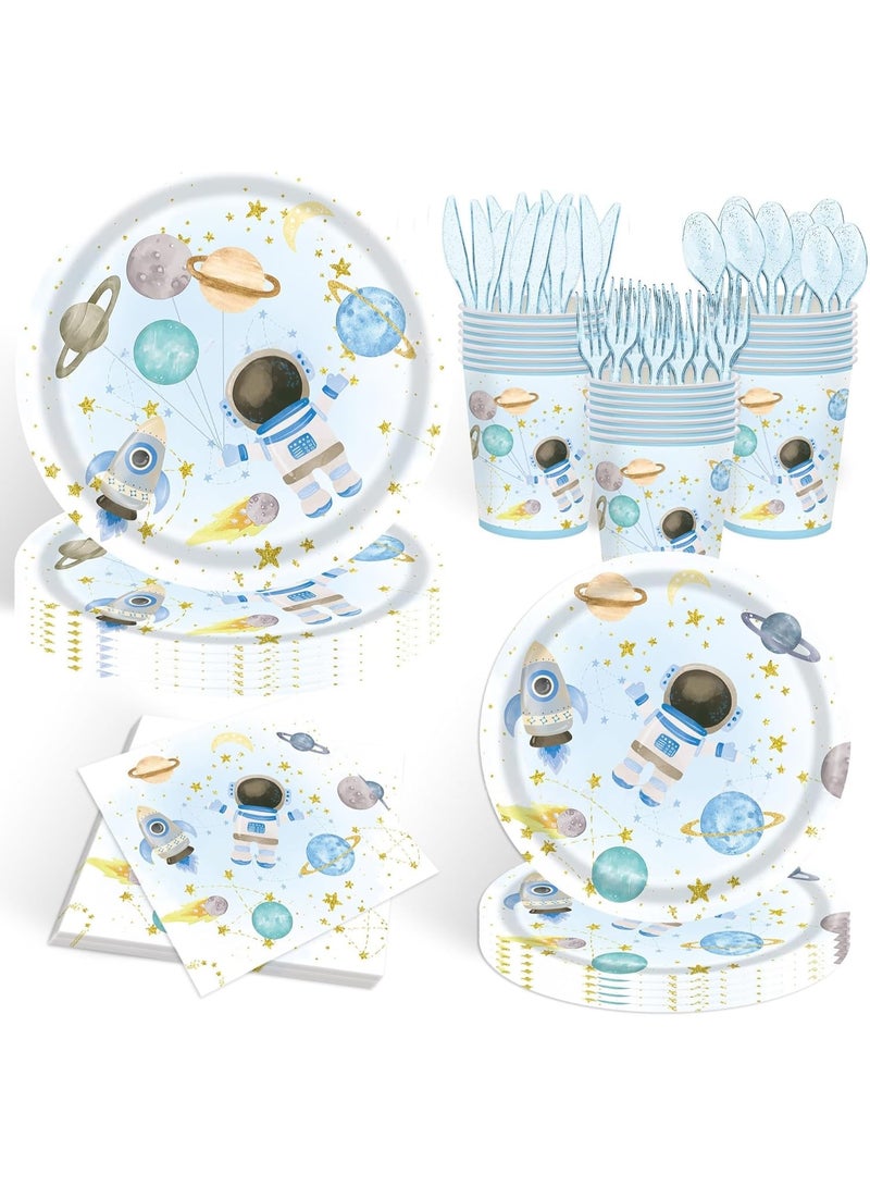 Party Supplies 142 Pieces, Disposable Dinnerware Set for 20 People, Includes 7in 9in Plates Cups Knives Forks Spoons Napkins Tablecloth Bunting, for Birthday Wedding Picnic - Image 2