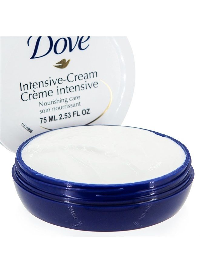 Dove كريم مغذي للعناية بالجسم للوجه واليدين والجسم غني بالتغذية للبشرة الجافة جداً مع ترطيب يدوم 48 ساعة، 2.53 أونصة سائلة (عبوة من 2) - Image 5