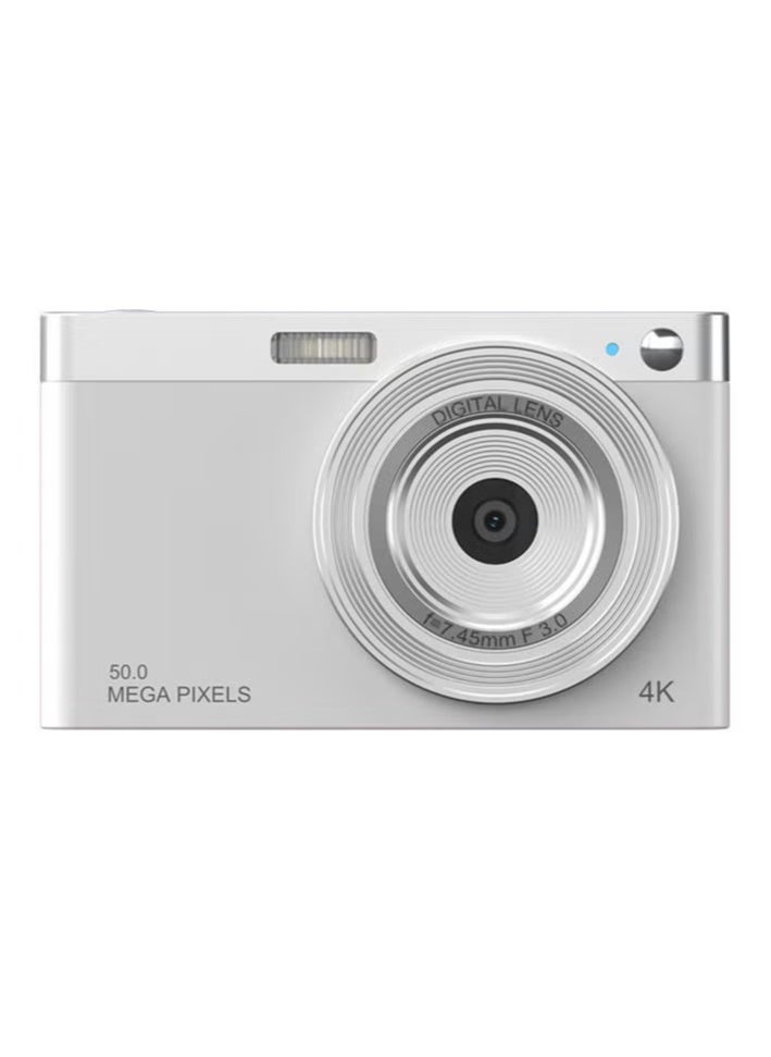 Generic - 4k Digital Camera, 50mp Lightweight And Compact Video Camcorder, Anti Shake Face Detect Retro Camera With Built In Flash, Durable Action Camera For Travel Vlogging, (1pc, Silver) - Image 1