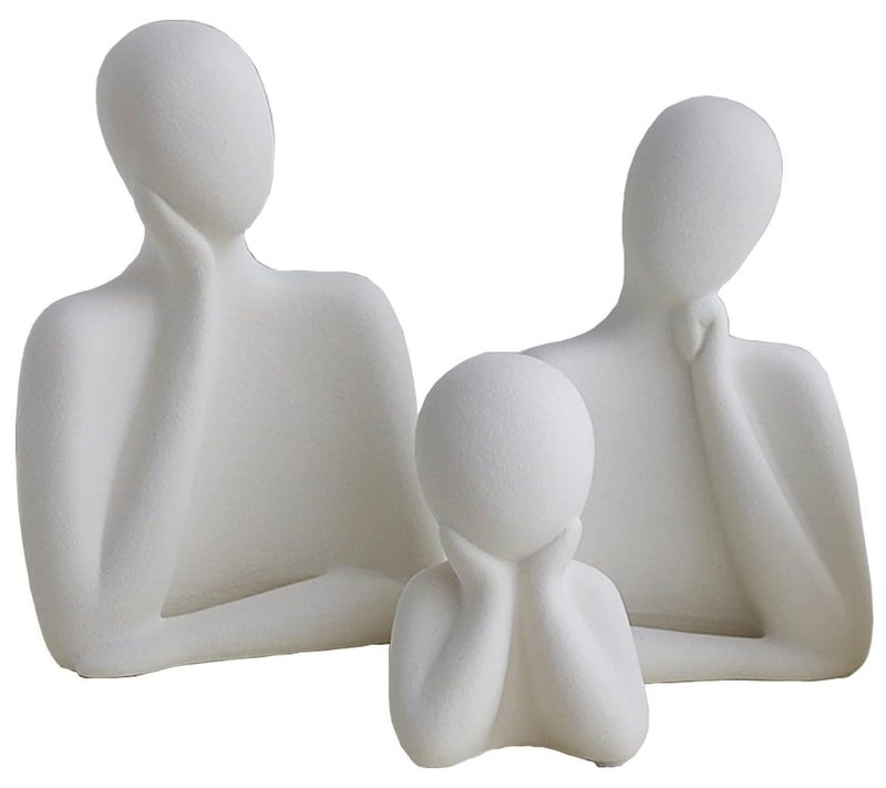 تمثال عائلي مكون من 3 أفراد، منحوتة على طراز العائلة، هدايا لعشاق العائلة والفن، ديكور رف إبداعي لغرفة المعيشة وغرفة النوم وديكور المكتب - Image 1