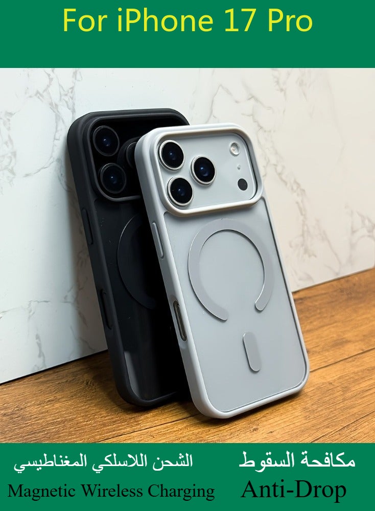Dili Apple Grey Case IPhone 17 Pro Transparent Magnetic Wireless Charging Phone Case iPhoneAnti-Drop Protection in Mind, Featuring a Shockproof Soft Bumper And a Hard Acrylic Back Cover - Image 5