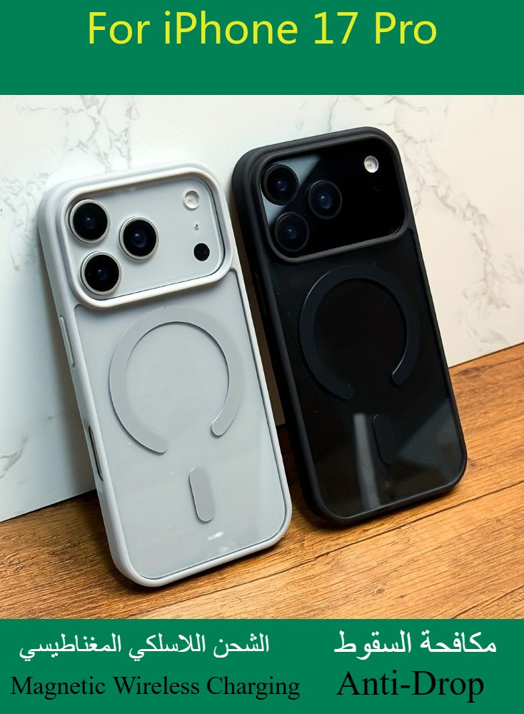Dili Apple Grey Case IPhone 17 Pro Transparent Magnetic Wireless Charging Phone Case iPhoneAnti-Drop Protection in Mind, Featuring a Shockproof Soft Bumper And a Hard Acrylic Back Cover - Image 4
