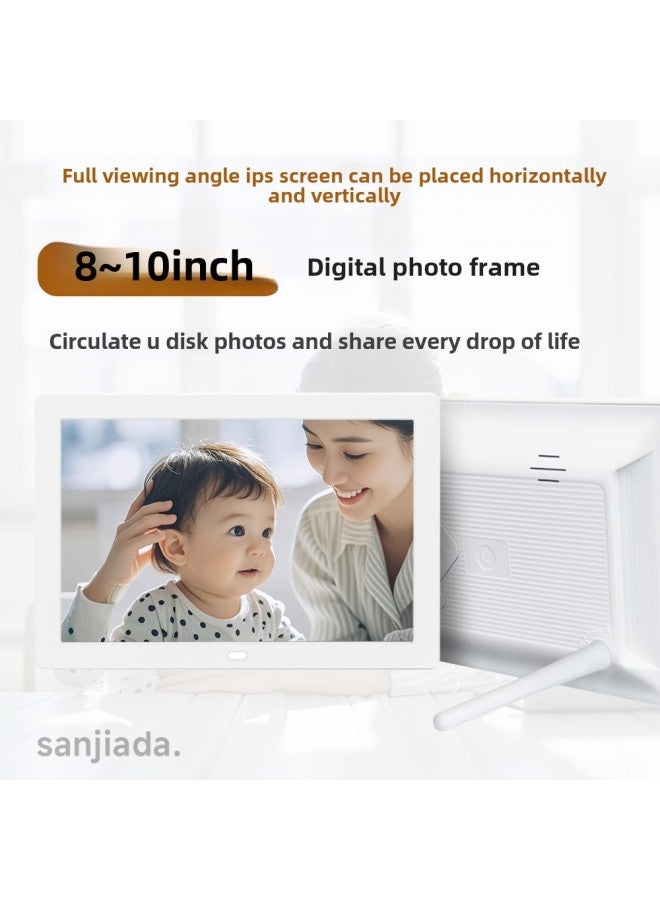 Horizontal And Vertical Display 8/10 Inch Ips Screen Digital Photo Frame Ultra Clear 1080p Picture Video Player Electronic Album-Color:10-inch IPS Screen-White-1080p Playback-can Be Placed Horizontally And Vertically - Image 2