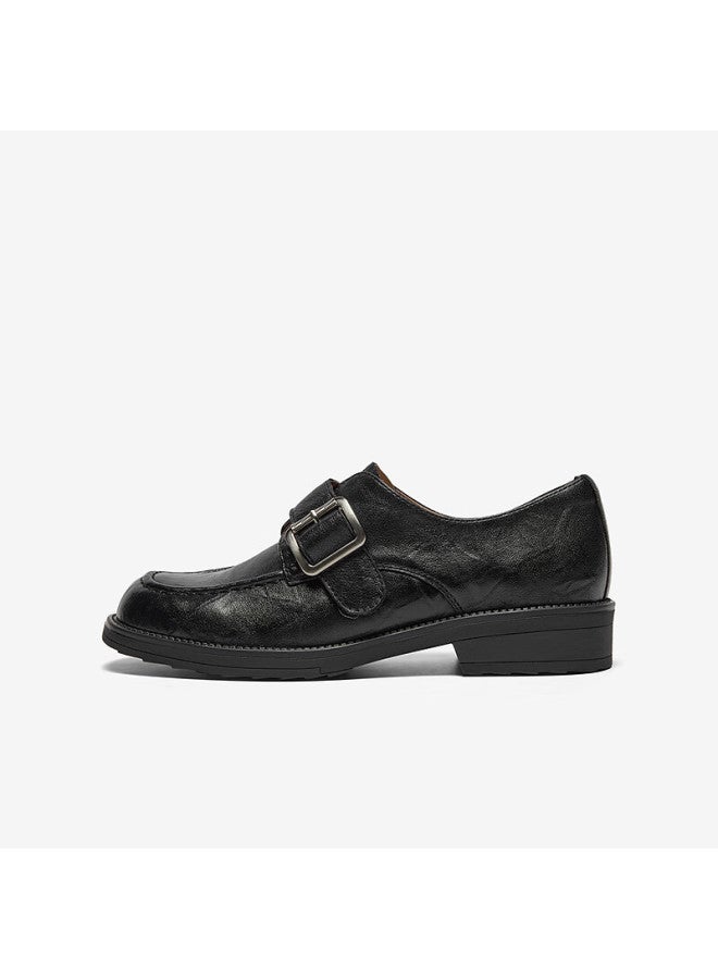 Bata Women's Loafers Autumn Retro Cowhide Chunky Heel Shoes C5563cm5 Black Sheepskin Size 38 - Image 2