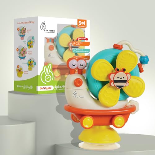 R for Rabbit Orapple Spinster Toy for Baby 5-in-1 Suction Spinner, Rattle, Friction Car, Windmill & Sensory Play | BPA-Free, Safe & Durable | Interactive Learning Toys for 6+ Months Kids(Orange Cream) - Image 1