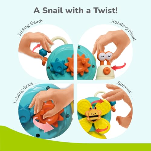 R for Rabbit Orapple Spinster Toy for Baby 5-in-1 Suction Spinner, Rattle, Friction Car, Windmill & Sensory Play | BPA-Free, Safe & Durable | Interactive Learning Toys for 6+ Months Kids(Orange Cream) - Image 3