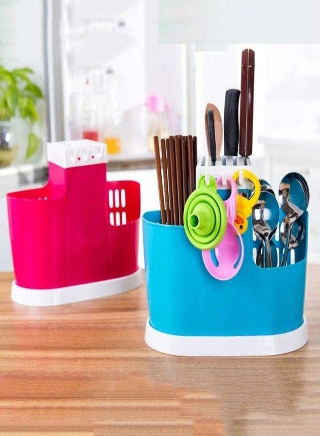 Mobhada Multi Functional Self Draining Kitchen Cutlery Organizer Basket for Kitchen - Multi Color - Image 1