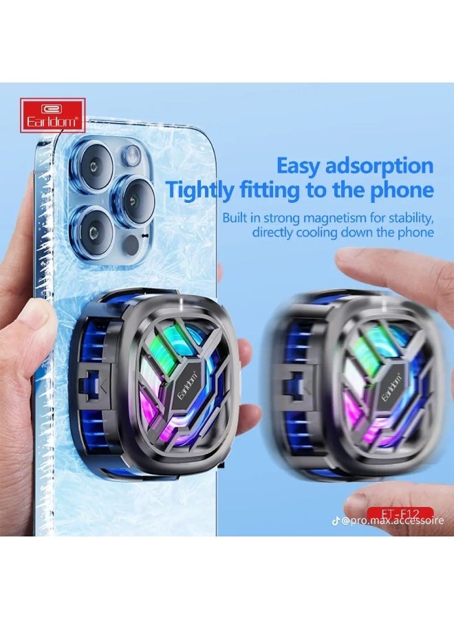 Earldom ET-F12 RGB Magnetic Cooler Powerful Gaming Fan for Mobile Devices - Image 1