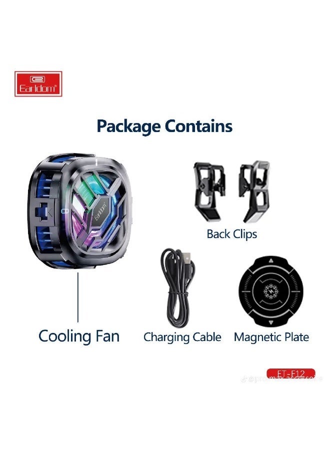 Earldom ET-F12 RGB Magnetic Cooler Powerful Gaming Fan for Mobile Devices - Image 2