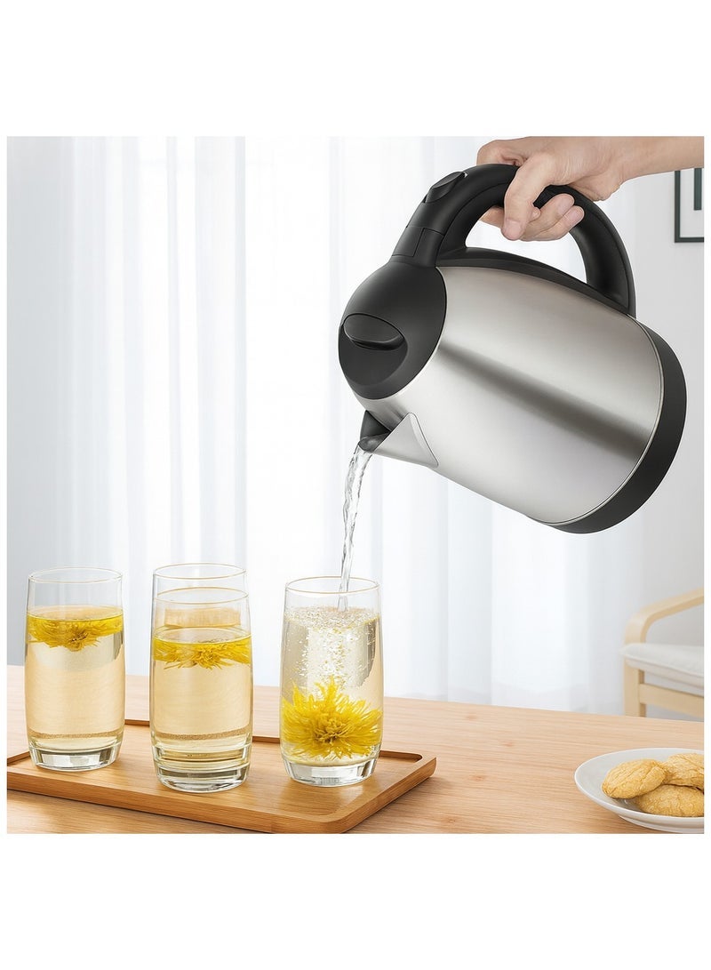Stainless Steel Electric Kettle 2L  Fast Boil Hot Water , Milk & Tea Boiler with LED Indicator, Auto Shut-Off & Boil-Dry Protection, Stainless Steel Inner Cover & Filter, 1500W Power  Home & Office Use - Image 3