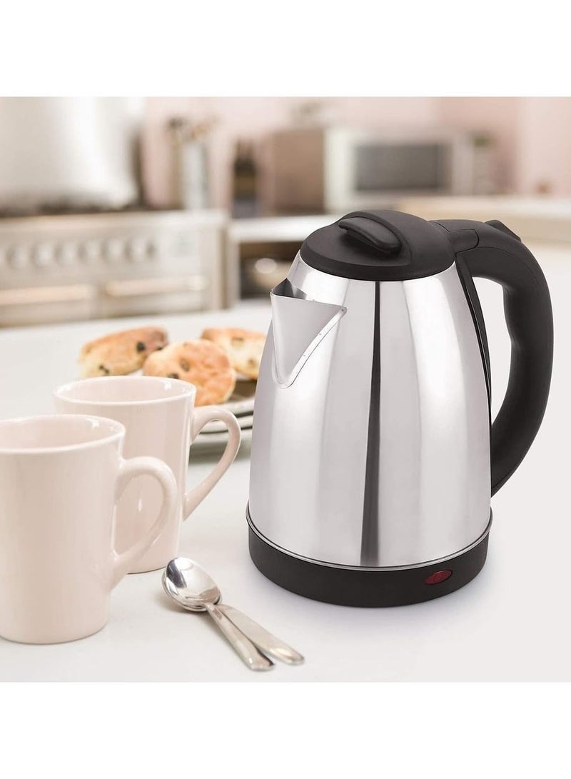 Stainless Steel Electric Kettle 2L  Fast Boil Hot Water , Milk & Tea Boiler with LED Indicator, Auto Shut-Off & Boil-Dry Protection, Stainless Steel Inner Cover & Filter, 1500W Power  Home & Office Use - Image 2