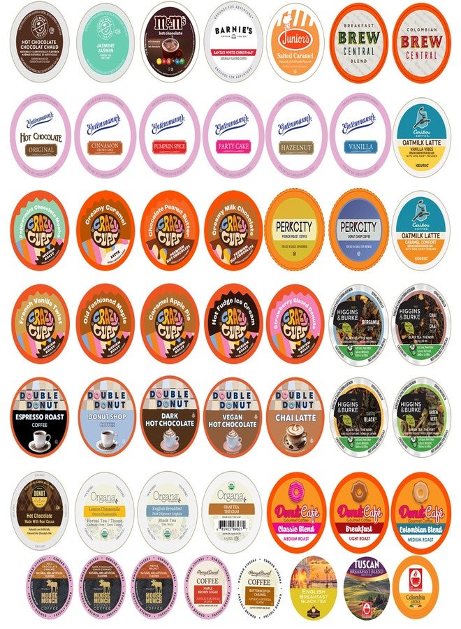 Perfect Samplers Coffee, Tea, Cider, Cappuccino & Hot Chocolate Single Serve Cups for Keurig K Cup Brewers Sampler, 50 Count - Image 1