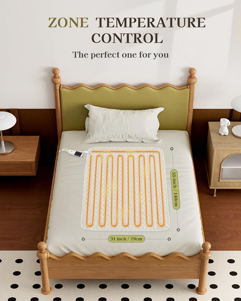 GOTCOZY Heated Mattress Pad Mini Twin Size 31"x55" - Electric Mattress Pad with 9 Heat Settings & 10 Hour Auto Off Machine Washable(White) - Image 2