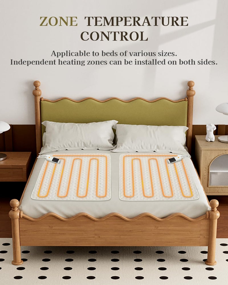 GOTCOZY Heated Mattress Pad Mini Twin Size 31"x55" - Electric Mattress Pad with 9 Heat Settings & 10 Hour Auto Off Machine Washable(White) - Image 3