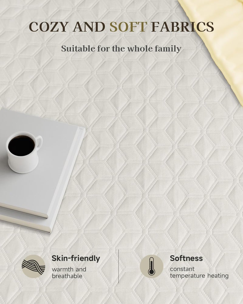 GOTCOZY Heated Mattress Pad Mini Twin Size 31"x55" - Electric Mattress Pad with 9 Heat Settings & 10 Hour Auto Off Machine Washable(White) - Image 5
