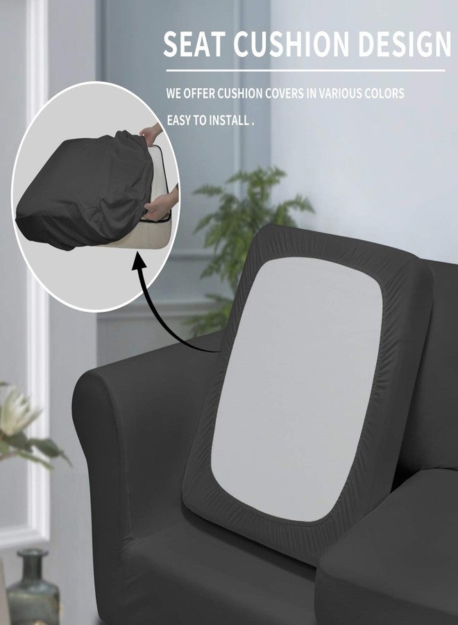 Easy-Going 4 Pieces Oversized Stretch Soft Couch Cover for Dogs - Washable Sofa Slipcover for 3 Separate Cushion Couch - Elastic Furniture Protector for Pets, Kids Dark Gray - Image 3