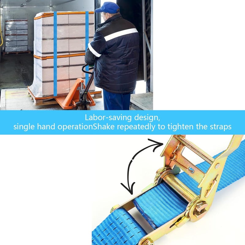 LISHINE 2Pcs 2 Inch E Track Heavy Duty Ratchet Straps 20ft with 11000 LBS Break Strength - Image 5