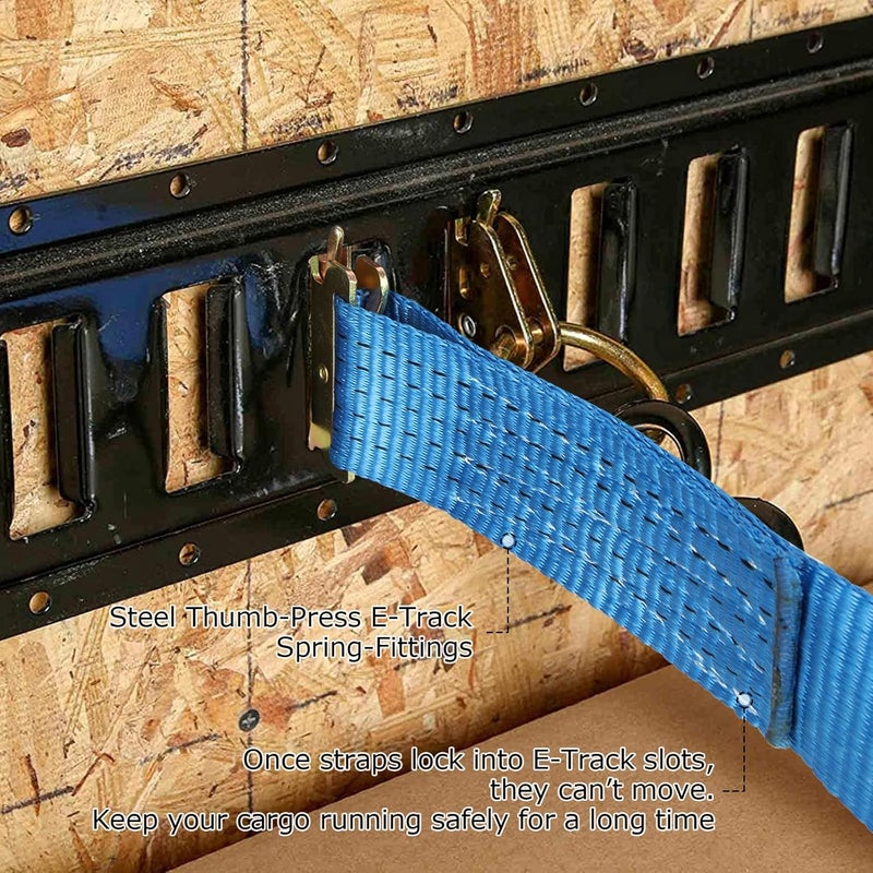 LISHINE 2Pcs 2 Inch E Track Heavy Duty Ratchet Straps 20ft with 11000 LBS Break Strength - Image 4