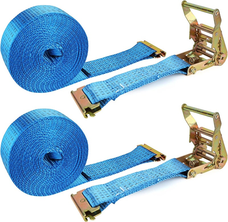 LISHINE 2Pcs 2 Inch E Track Heavy Duty Ratchet Straps 20ft with 11000 LBS Break Strength - Image 1