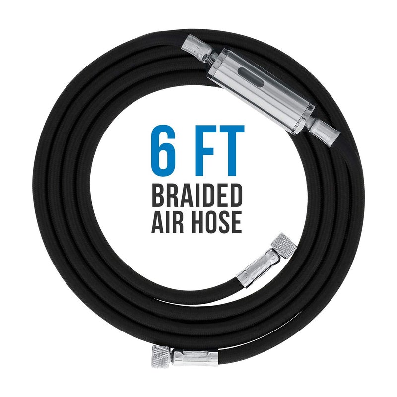 Master Airbrush Model TC-77, Super Quiet High Performance Airbrush Compressor with a 6 Foot Braided Hose with Mini-Inline Moisture Filter - Image 3