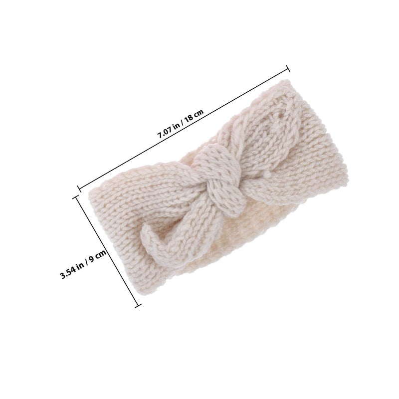 Knitted Rabbit Ear Headbands For Newborns Pink Ivory Warm Hair Accessories 2pcs - Image 3