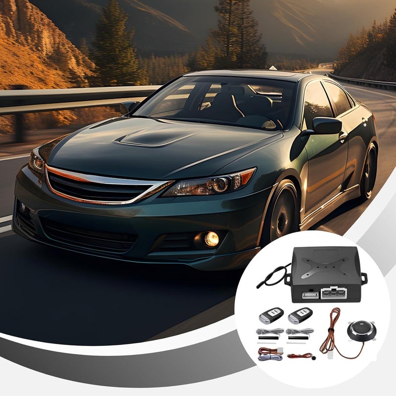 Car Alarm System with Remote Start, Keyless Entry & Push Start for 12V Vehicles, Compact Security Kit, 6.9 X 5.7 X 2.8 Inches - Image 4