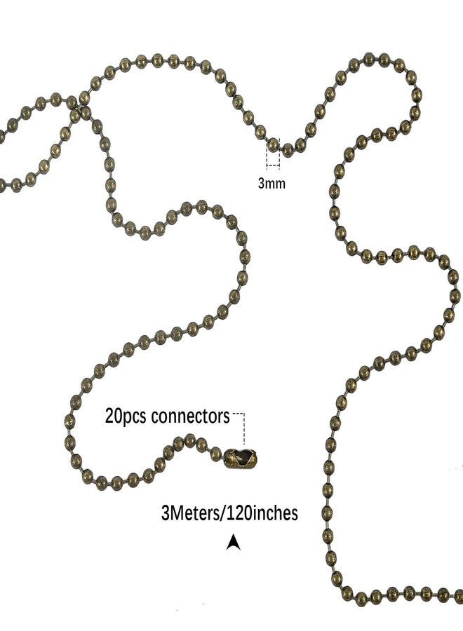 Dotlite Bronze Ceiling Fan Pull Chain, 120" Extra Long Rust Proof 3mm Beaded Ball Light Pulls Extension Chains with 10 Connectors - Image 2