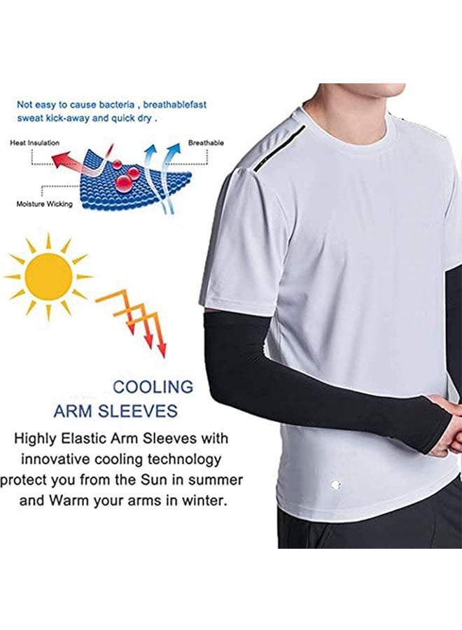 5 Pairs Arm Sleeves with UV Sun Protection, Sports Cooling Arm Breathable Compression Sleeves for Men Women, Long Sleeves Ice Arm Covers for Cycling Baseball Basketball Driving, One Size, Black - Image 4
