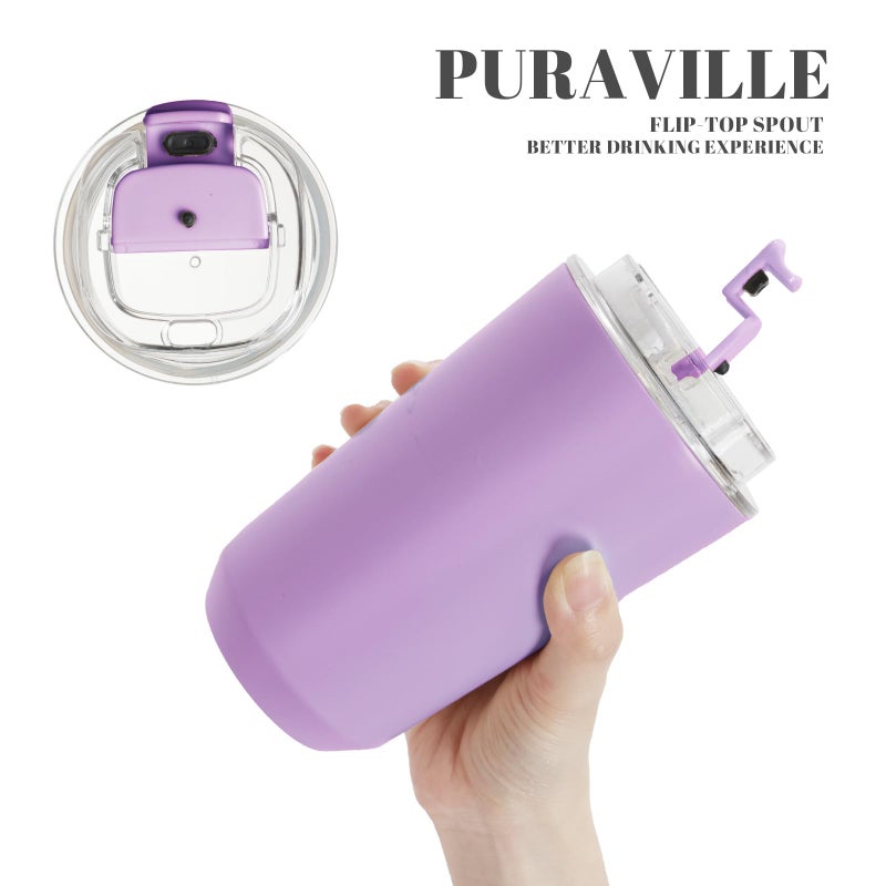 Puraville Insulated Tumblers with Lid  14 oz Travel Coffee Mug Stainless Steel Vacuum Thermos Cup  10/14 oz Leak Proof Reusable Double Walled Coffee Tumbler for Iced and Hot Drinks Lilac - Image 5