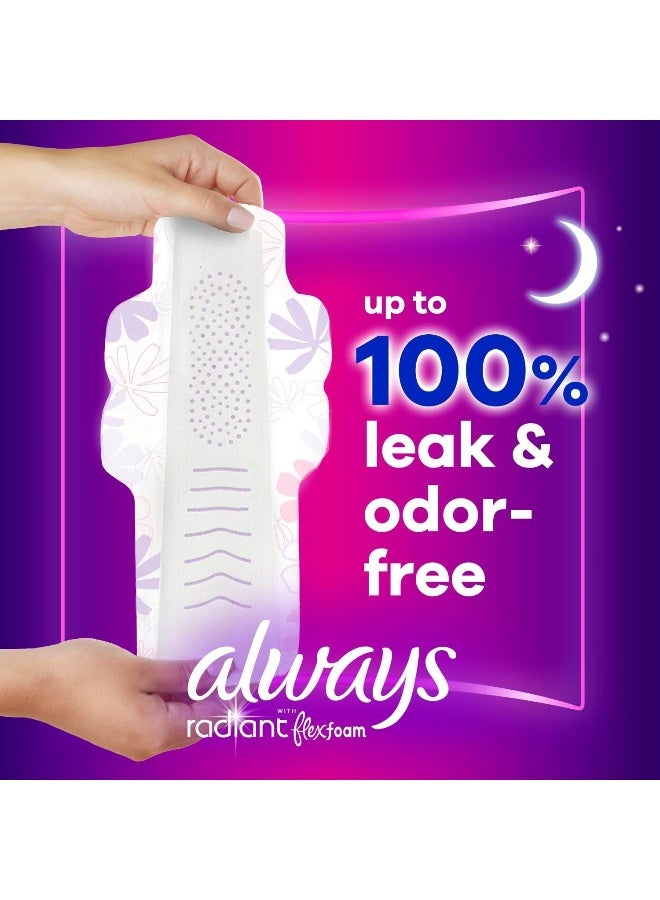 Always Radiant Overnight Feminine Pads for Women, Size 5 Extra Heavy Nighttime, with Wings, Scented, 26 ct - Image 2
