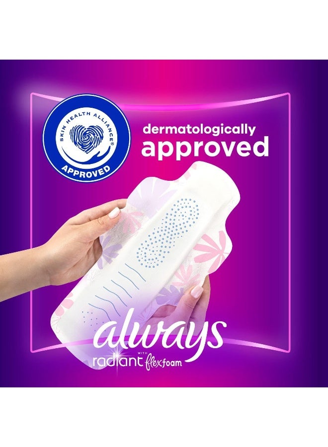 Always Radiant Overnight Feminine Pads for Women, Size 5 Extra Heavy Nighttime, with Wings, Scented, 26 ct - Image 3