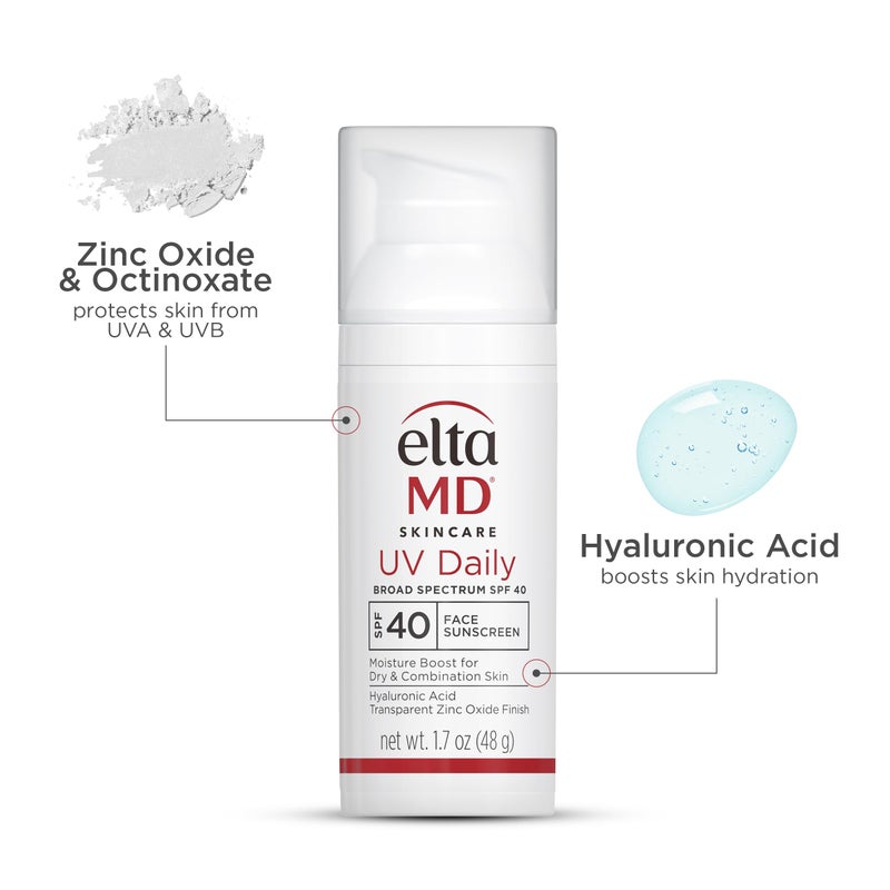 EltaMD UV Daily SPF 40 Face Sunscreen Moisturizer with Zinc Oxide, Daily Face Moisturizer with SPF, Sunscreen, For Dry Skin 1.7 oz Pump - Image 2
