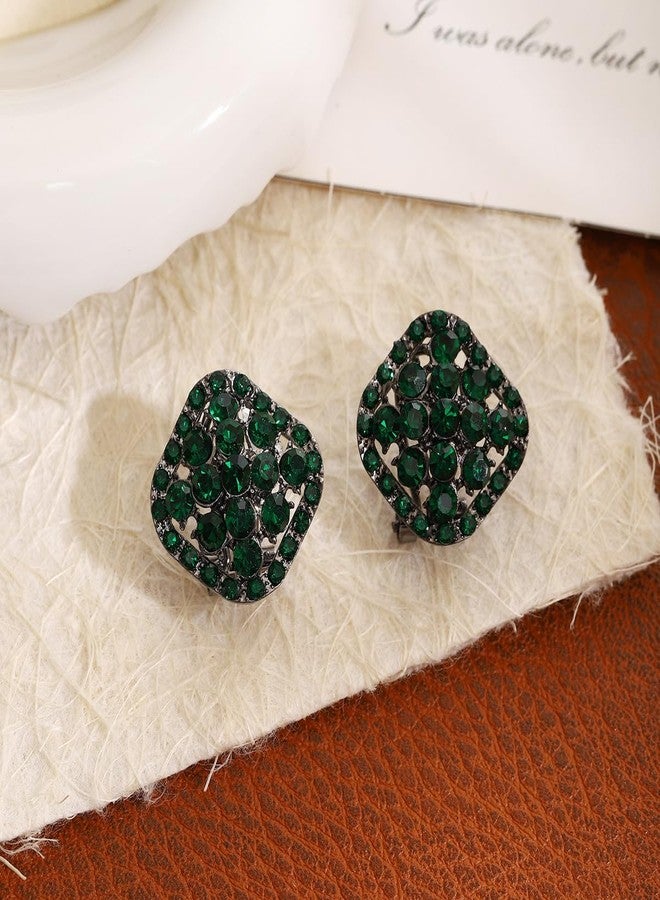 AMAAL AD American Diamond Green Stud Earrings set for Women & Girls | Korean Style Square Earrings | Ear Rings Earings Stylish Jewellery for women | Valentine Gift for Girlfriend, Lovers Couple -241 - Image 5