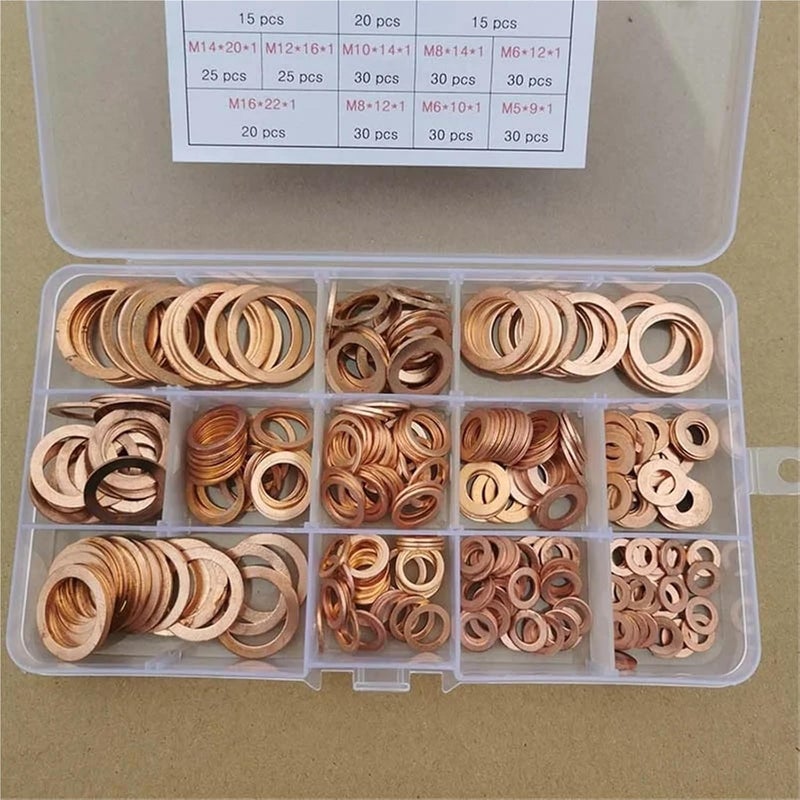 Flat Washers 3Box Copper Washer Gasket Nut and Bolt Assembly Flat Ring Seal Combination Kit with Box for Automotive Repair Parts - Image 5