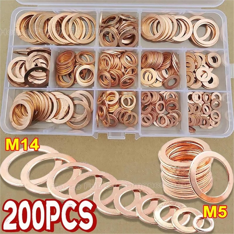 Flat Washers 3Box Copper Washer Gasket Nut and Bolt Assembly Flat Ring Seal Combination Kit with Box for Automotive Repair Parts - Image 3